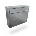 Bo�te aux lettres relaxdays avec plaque nominative 31 x 36 x 10 cm �tanche 4 cl�s paysage gris