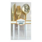 Boite m�nag�re - gourmet - 24 couverts - plastique lavable - design blanc / or - r�utilisable
