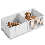 Bote de mise bas pour chiens et chiots - pawhut - de petite et grande race - porte  hauteur rglable ...