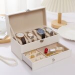 Boite a montre à 2 niveaux 6 emplacements avec coussins pour montres 2ème compartiment pour des petits ... Boite a montre à 2 niveaux 6 emplacements avec coussins pour montres 2ème compartiment pour des petits ...