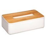 Boite � mouchoirs - nature - blanc - bois - l. 26 x l. 13 x h. 9 cm - pratique