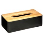 Boite  mouchoirs - nature - noir - bois - l. 26 x l. 13 x h. 9 cm - pratique pour salon