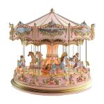 Ornements de no�l en acrylique - motif bo�te � musique carrousel - d�corations de no�l