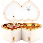 Bote  musique - che - double coeur ballerine - bote  bijoux - blanc