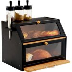 Bote  pain en bambou eco - avec planche  dcouper - bote de rangement - pour pain pain grill - noir ...
