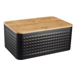 Boîte à pain - kinghoff - kh - 1713 - acier - planche en bambou - design contemporain Boîte à pain - kinghoff - kh - 1713 - acier - planche en bambou - design contemporain