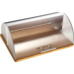 Bote  pain - kinghoff - kh - 3210 - bambou et acier - avec planche  dcouper - transparent