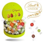 Petite bo�te ronde garnie dun assortiment de 40 chocolats lindor parfait pour offrir ou d�corer la table ...
