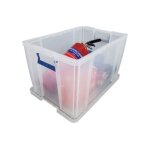 Bo�te plastique avec couvercle - fellowes - 85 l - transparent - empilable avec poign�es - pp recyclable ...