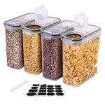Boite de rangement cuisine (lot de 4) - plastique sans bpa - bocaux hermetiques alimentaires en scelle ...