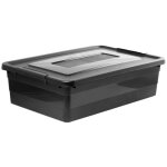 Bote de rangement edanti conteneur  roulettes plastique avec couvercle noir 28l
