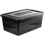 Bote de rangement edanti conteneur  roulettes plastique avec couvercle noir 40l