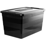 Bote de rangement edanti conteneur  roulettes plastique avec couvercle noir 55l
