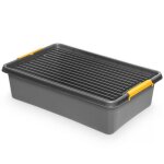 Bo�te de rangement - edanti - 29 l - plastique empilable - couvercle transparent - roulettes