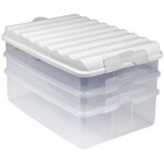 Boite rangement frigo 3 tages 25x16x145cm artecsis - transparente blanc - conservation - sans bpa