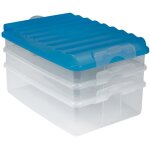 Boite rangement frigo 3 tages 25x16x145cm artecsis - transparente bleu clair - conservation - sans bpa ...