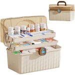 Bo�te de rangement grande capacit� armoire pharmacie portable avec couvercle transparentvoyage - brun ...