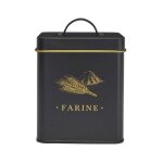 Bote de rangement en mtal noir et dor pour farine - luxor