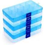 Bo�tes de rangement plastique - 6 pi�ces - 15 grilles ajustables - pour bijoux