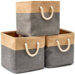 Boîte de rangement pliable en jute et coton avec poignée parfaite pour salle de bain ou bibliothèque ... Boîte de rangement pliable en jute et coton avec poignée parfaite pour salle de bain ou bibliothèque ...