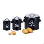Bo�te de rangement relaxdays pour pommes de terre oignons et ail 3 pi�ces avec couvercle et a�ration ...