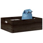 Bo�te de rangement - vidaxl - bois de pin massif - noir - 40 x 30 x 13 cm - 12 l