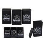 Bote rectangulaire coffee tea & sugar en mtal