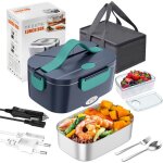 Boîte repas Électrique chauffante 1. 5l 80w inox portable 12v / 24v voiture camion et 220v maison bureau ... Boîte repas Électrique chauffante 1. 5l 80w inox portable 12v / 24v voiture camion et 220v maison bureau ...