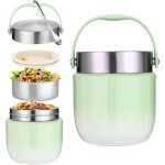 Bo�te repas isotherme 1200ml thermos alimentaire chaud en inox 304 avec cuill�re pliable �tanche gamelle ...