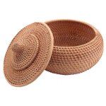 Bote rotin ronde - panier fruits osier couvercle panier pain rangement saule tiss - bote tiquette ...