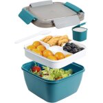 Bo�te � salade de 15 l sans bpa 3 compartiments avec r�cipient � vinaigrette et cuill�re r�utilisable ...