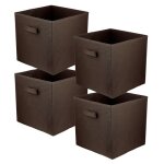 Bo�te textile 31x31x31 brun fonc� - lot de 4