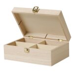 Boite � th� en bois 4 compartiments 20 x 14 x 8 cm