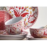 Bol - becquet - lot de 4 - motif fleur jaune et rouge - diam�tre 14 cm - hauteur 7 cm