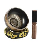 Bols chantants tib�tains - ensemble maillet bois + coussin cousu 95cm diam�tre m�tal - ensemble �tiquette ...