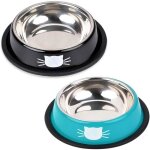 Bol pour chat 2 pices gamelle chat en acier inoxydable ensemblegamelles deau pour chatpour chiots hamsters ...