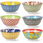 Bols colors en cramique - lot de 6 pour le petit djeuner crales ou soupe - 700 ml - micro - ondes ...