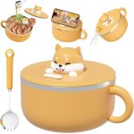 Bol de nouilles instantan�es avec poign�es - 1200 ml - bol de ramen instantan� avec couvercle et cuill�re ...