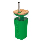 Bol - quokka - liquid cube green - verre borosilicate - 540 ml - paille inox inclus