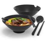 Bol  ramen 6 pices - service de vaisselle traditionnelle japonaise avec baguettes et cuillre en noir ...