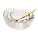 Bol � salade en verre - bord incrust� dor - 3 tailles - design irr�gulier