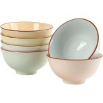 Bols soupe en cramique teinte bonbon - lot de 6 bols pour petit djeuner crales ou riz - 680 ml - ...