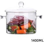 Bol en verre de 1400 ml avec couvercle saladier bol de service bol � fruits bol � dessert transparent ...