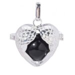 Bola de grossesse forme coeur en ailes dange avec chane en mtal argent