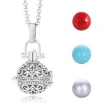 Bola de grossesse motif ciel �toile �tincelante sautoir cha�ne argent� avec 3 couleur de grelot ( rouge ...