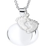 Bola de grossesse avec pieds pendentif et chane en acier 110cm