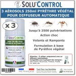 Bombe pour diffuseur avec pyrthre vgtal - 3 arosols de 250ml
