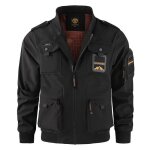 Bomber homme multi - poches blouson de pilote cargo col montant grande taille - noir Bomber homme multi - poches blouson de pilote cargo col montant grande taille - noir