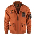 Bomber homme multi - poches blouson de pilote cargo col montant grande taille - rouge
