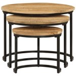 Bon march� * tables gigognes 3 pcs - sweety - bois de manguier massif brut fr1711